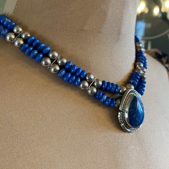 Native American Navajo IHMSS Jon McCray Sterling Silver Lapis Pendant - Picture 2 of 7